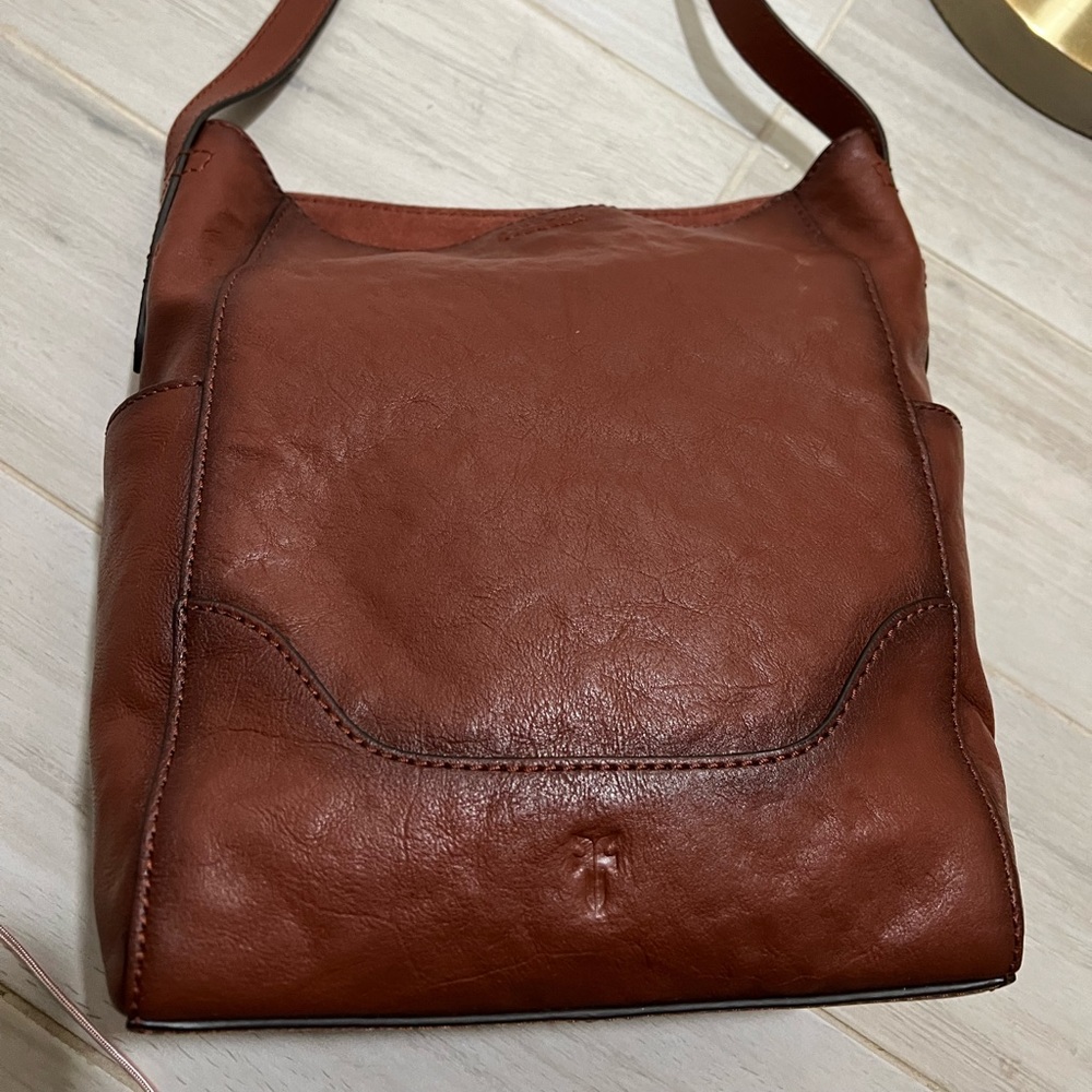 Frye Cognac Leather Side Pocket HOBO